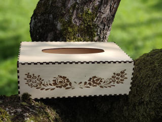 Krabička na kapesniky - gravírovaná s folklorním motivem