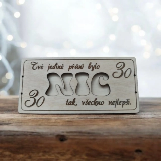 Dřevěná obálka na peníze vánoční