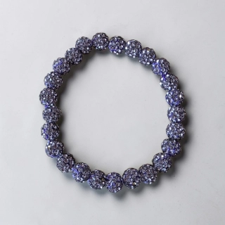 Náramek bižuterní shamballa fialový
